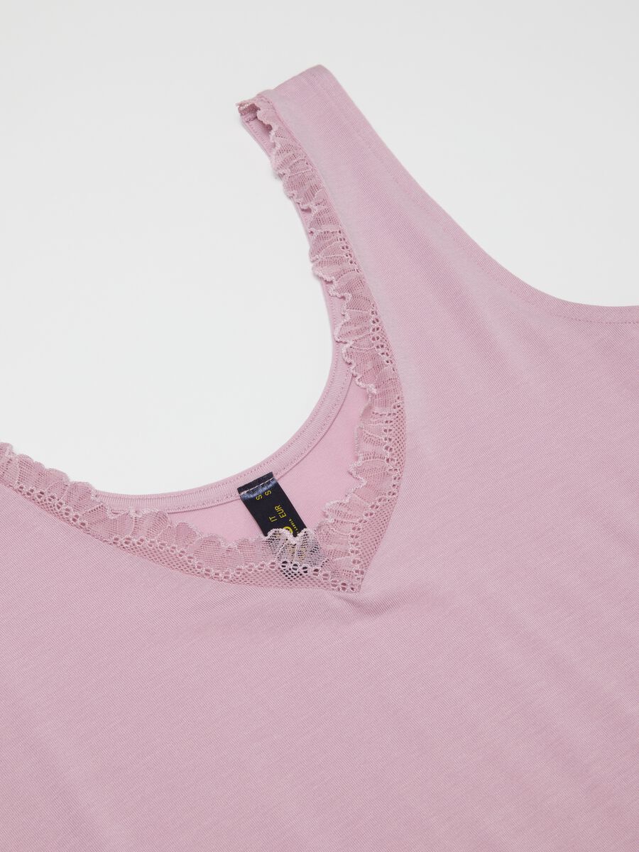 Pink regular fit vest with lace_5