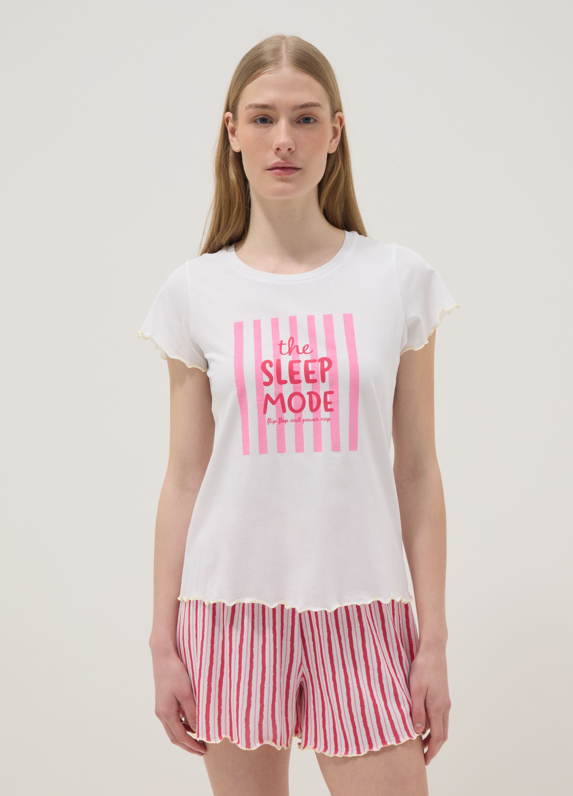 Multicolour pure cotton short pyjamas, regular fit, printed