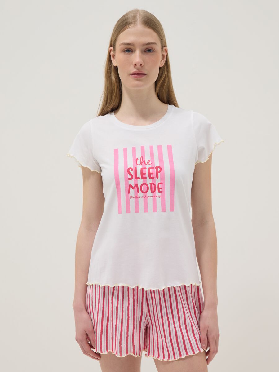 Pigiama corto in puro cotone multicolor regular fit con stampa_1