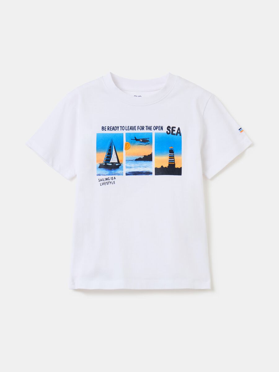 T-shirt with sailing print with embroidery_0