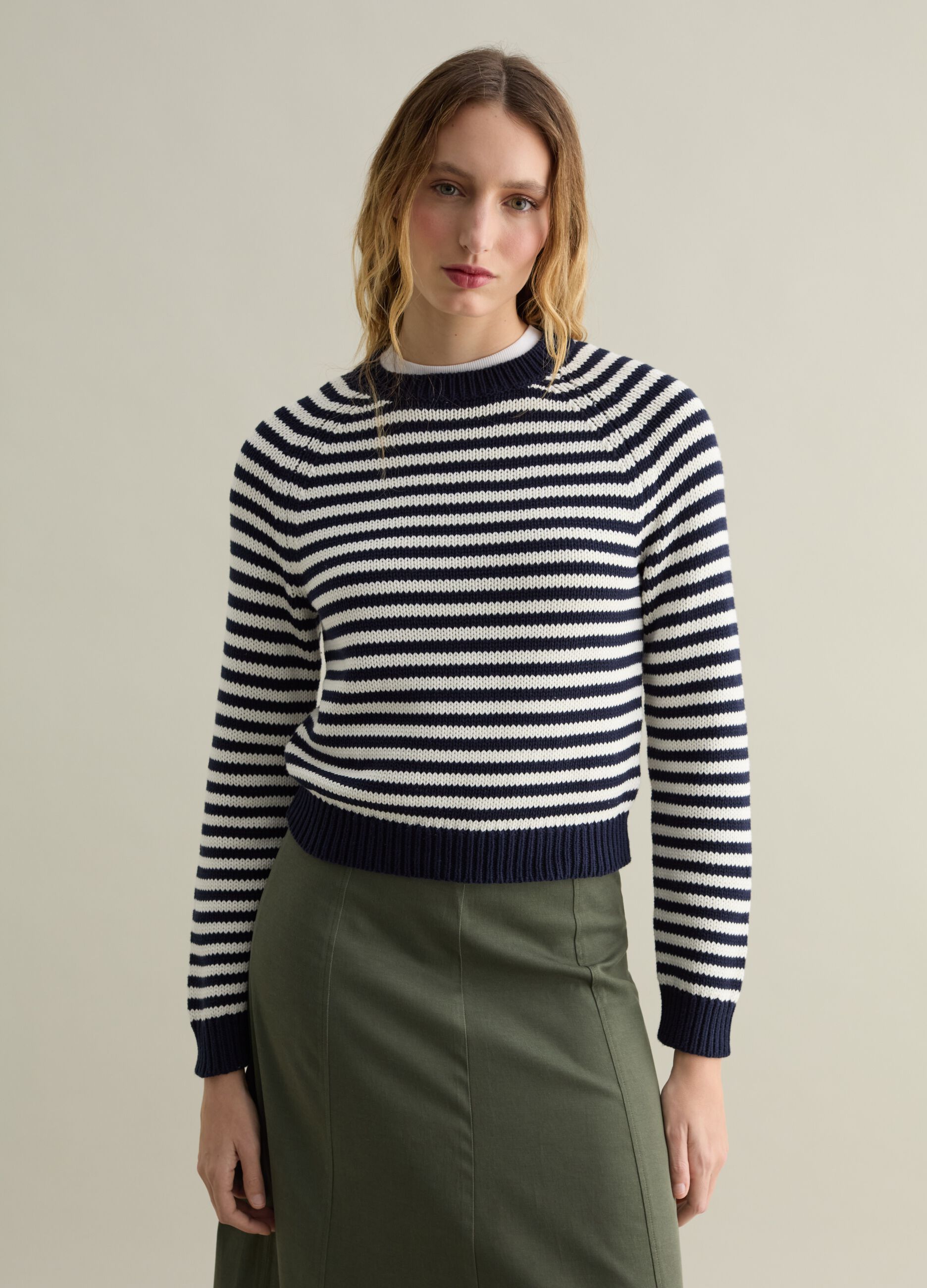 Striped pullover with raglan sleeves