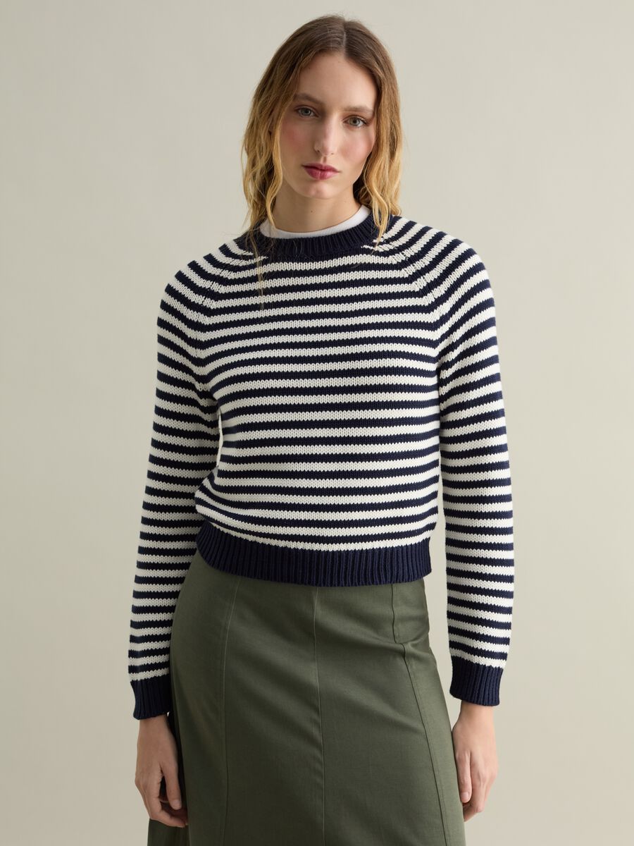 Striped pullover with raglan sleeves_0