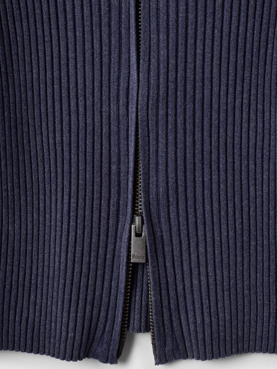 Full-Zip Ribbed Knit Twilight Blue_6