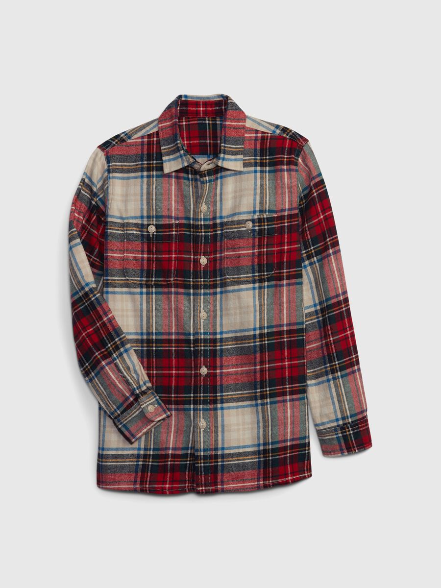 Camicia in flanella check con tasche_0