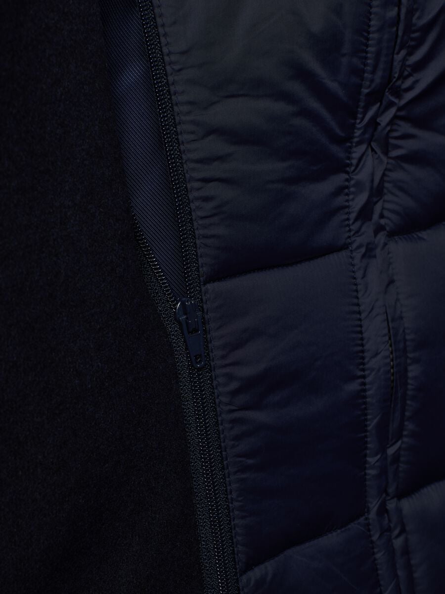 Navy blue wool-blend coat with detachable hood_1