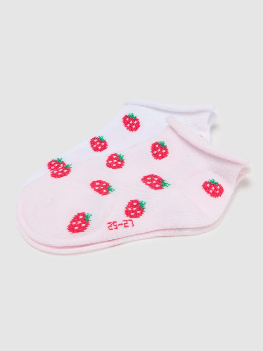 Girls' short socks in multicolour cotton blend with elastic_1
