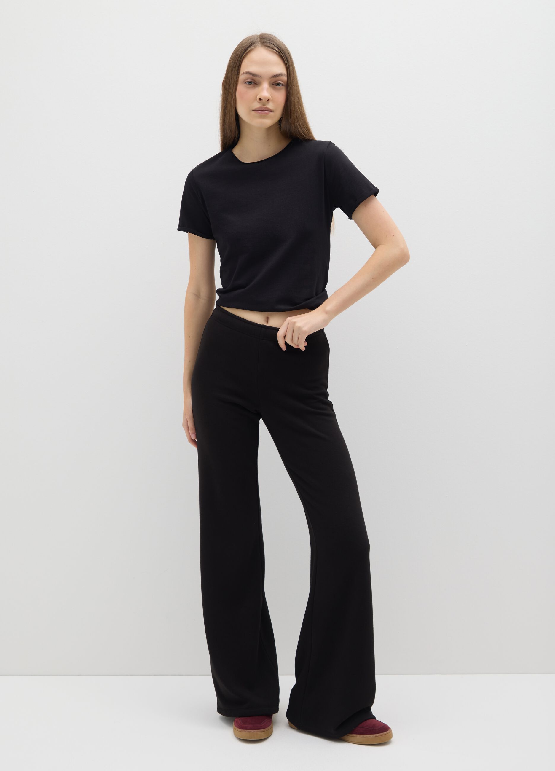Black flare fit trousers