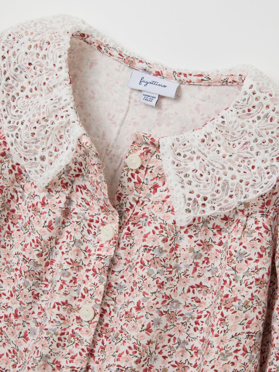 Regular fit floral shirt for girls with buttons_3
