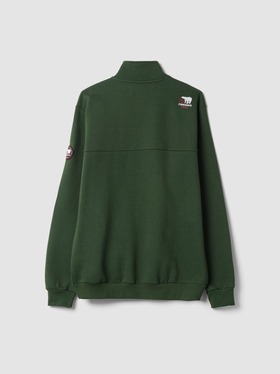 Green full-zip cotton-blend sweatshirt with zip and high collar_2