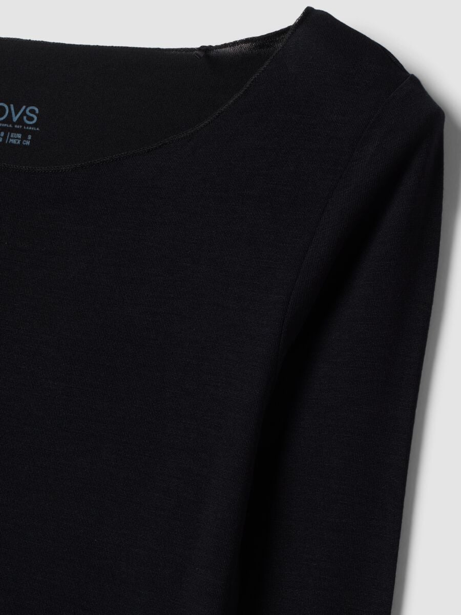 Black stretch modal crew-neck T-shirt, regular fit_1