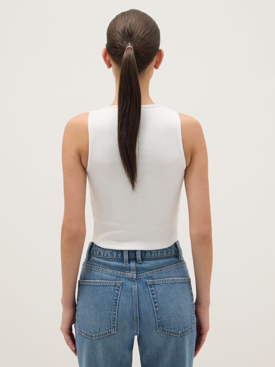 White cotton tank top regular fit with Hard Rock Cafe logo_2