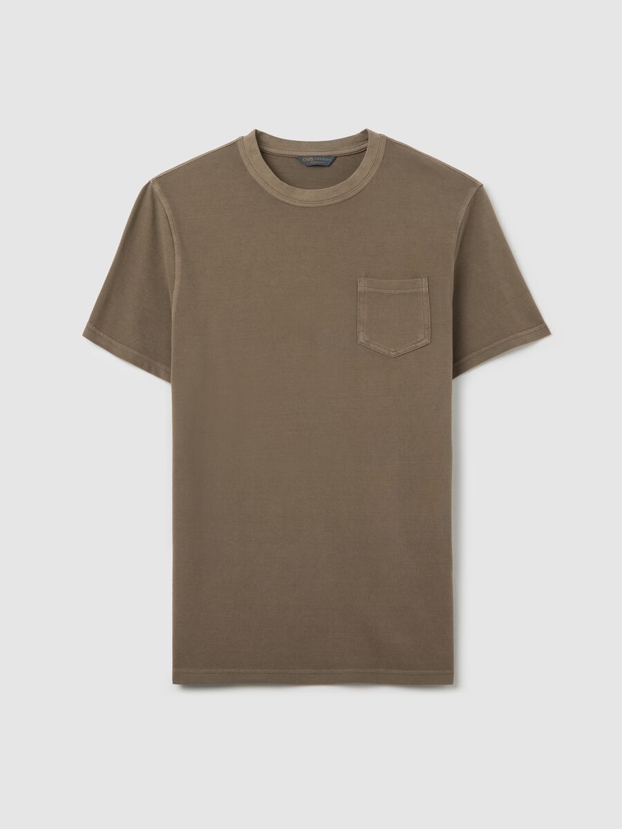 Brown cotton T-shirt with pocket_4