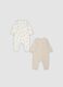 2-pack of organic cotton baby sleepsuits with feet in beige and white_1