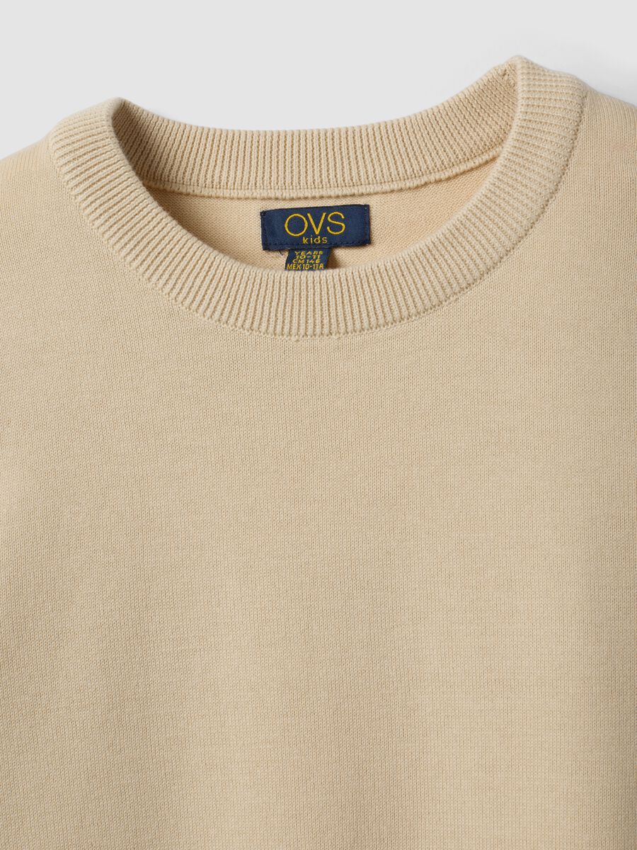 Beige pure cotton long-sleeve regular-fit top for boys_4