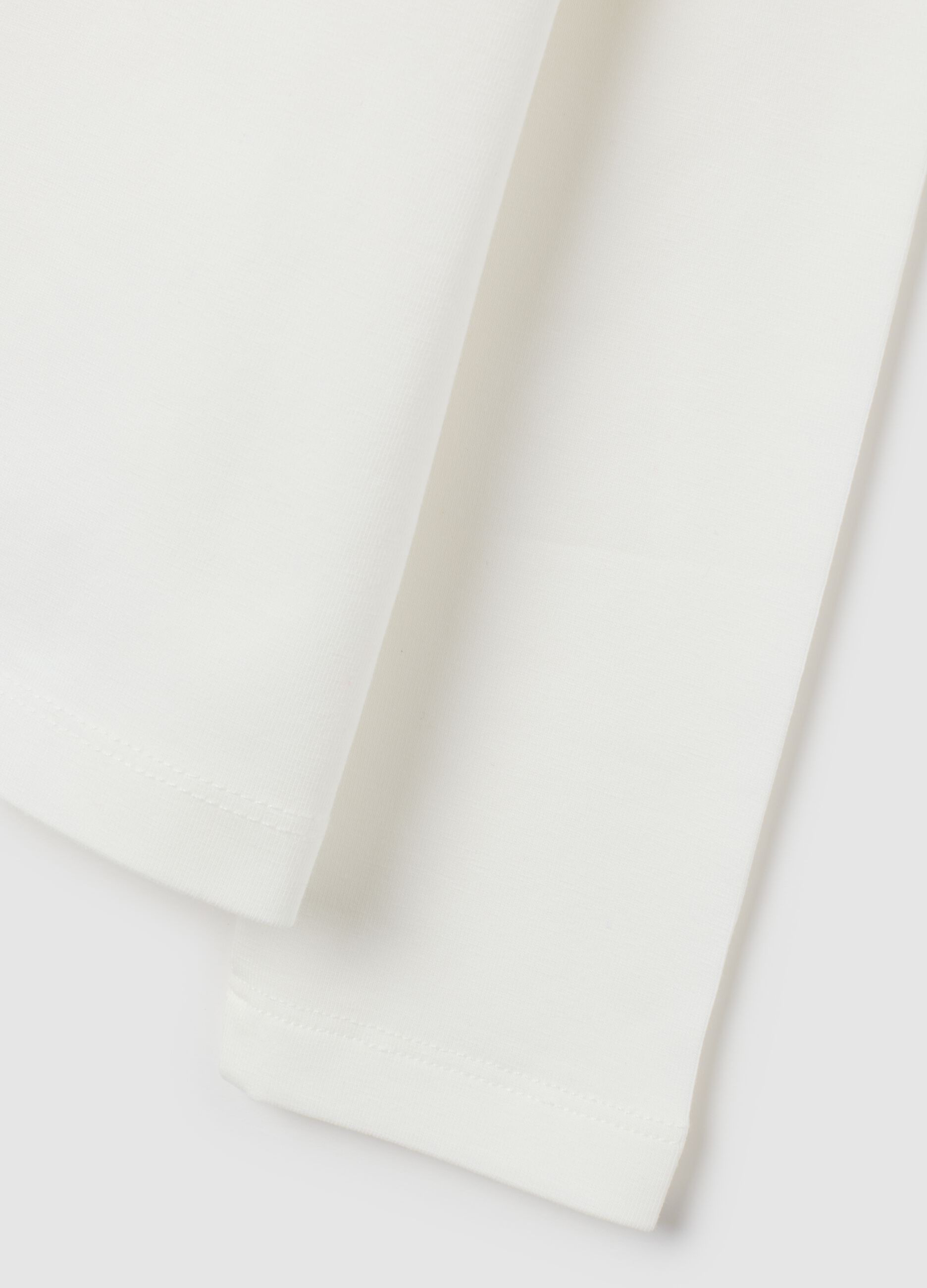 Girls' white stretch cotton T-shirt regular fit