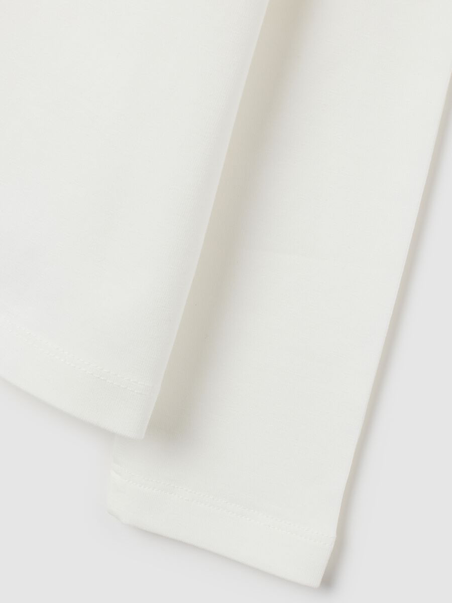 Girls' white stretch cotton T-shirt regular fit_3
