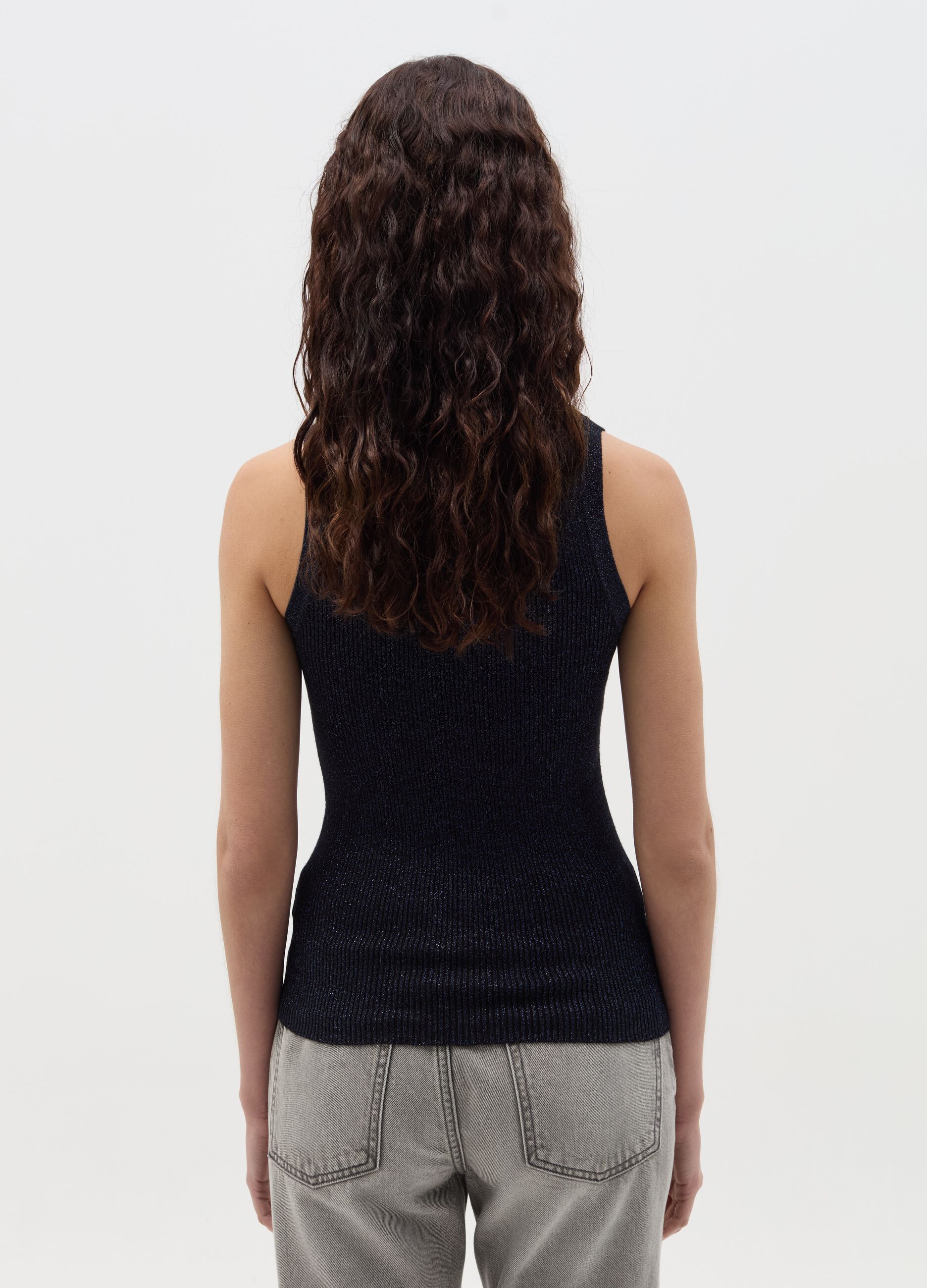 Ribbed lurex tank top