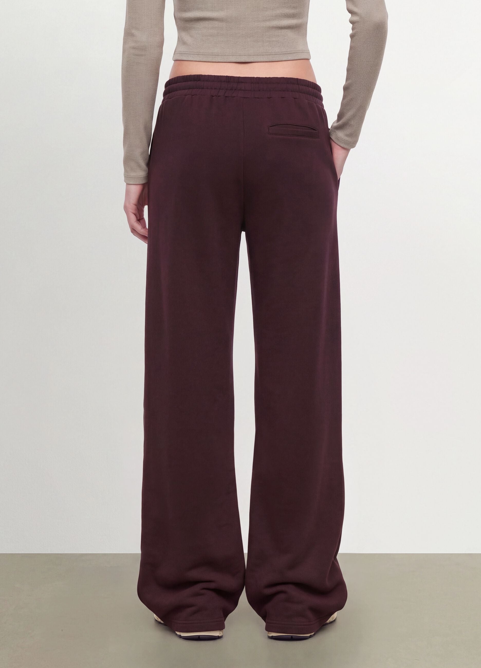 Purple wide-leg trousers in stretch modal with drawstring