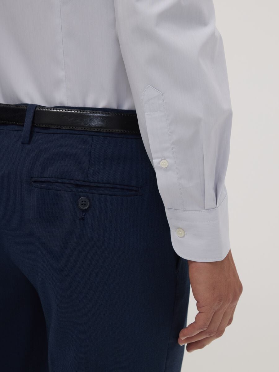 Camicia grigia in misto lyocell slim fit Easy Iron con colletto francese_2