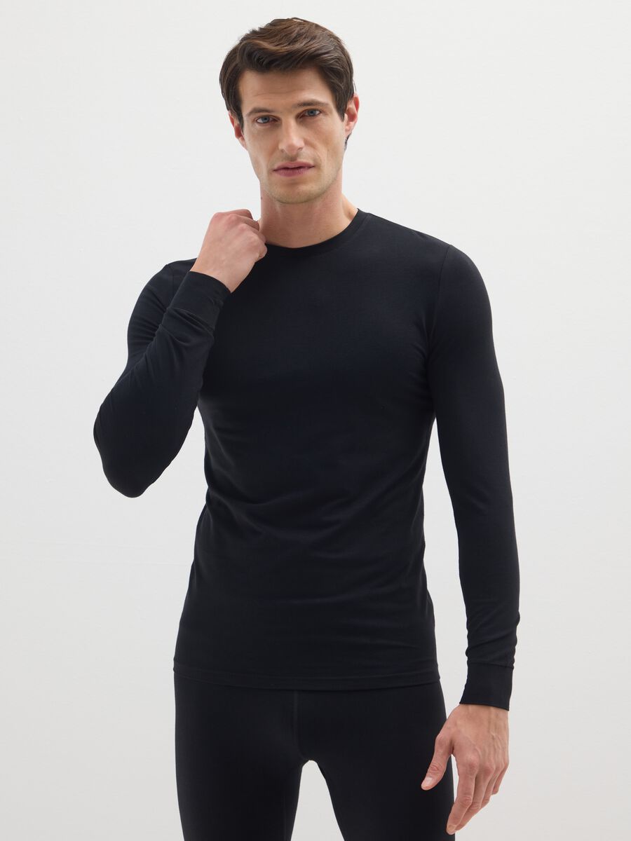 Black long sleeve regular fit T-shirt_0