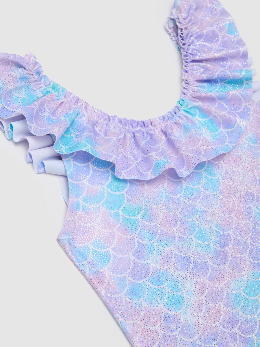 Multicolour Stretch Fabric Girl's Swimsuit_2