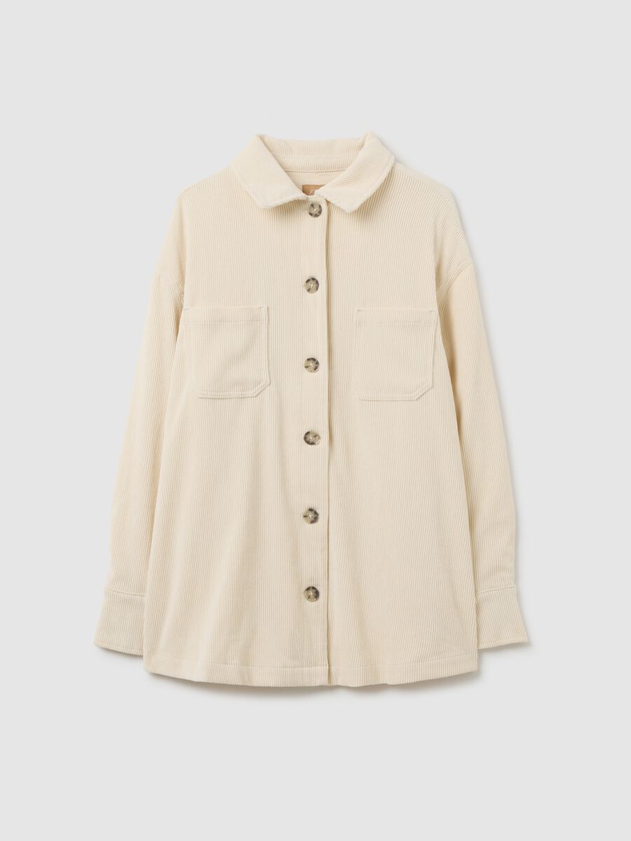 Cream Velvet Maternity Shacket_4