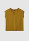 Yellow pure cotton regular fit V-neck T-shirt_0