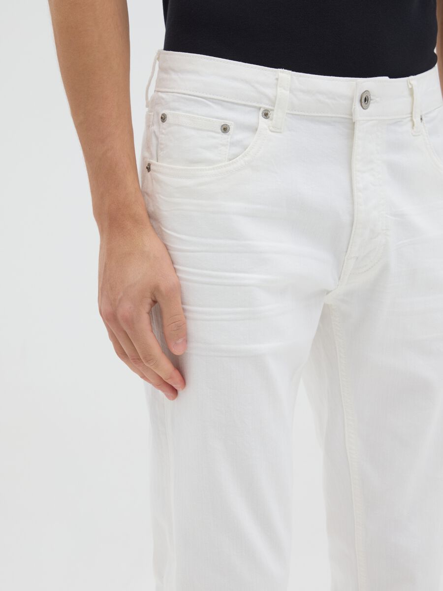 Men's Slim Fit White Denim Jeans_2