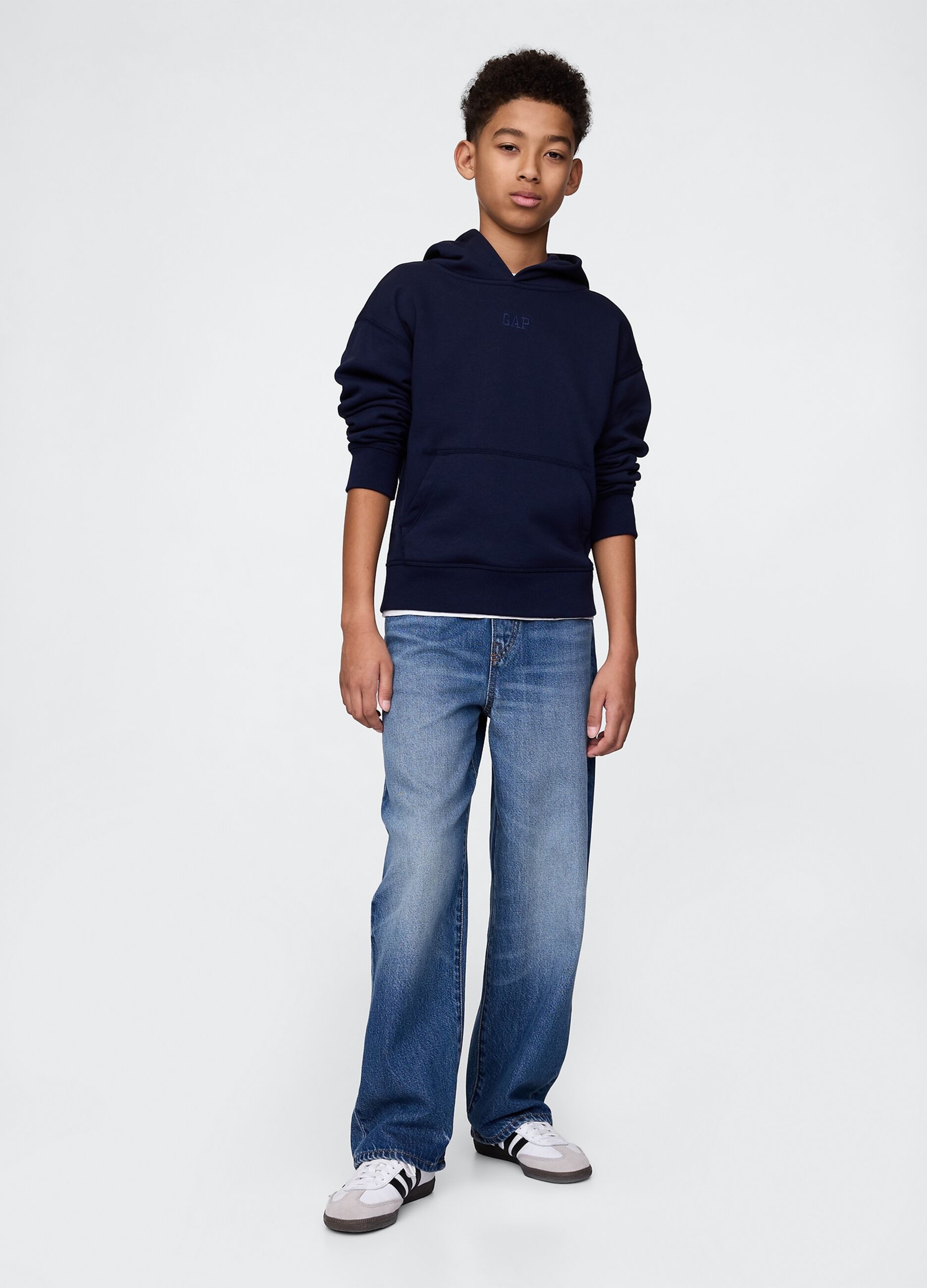 Wide Blue Denim Jeans with Elastic Waist