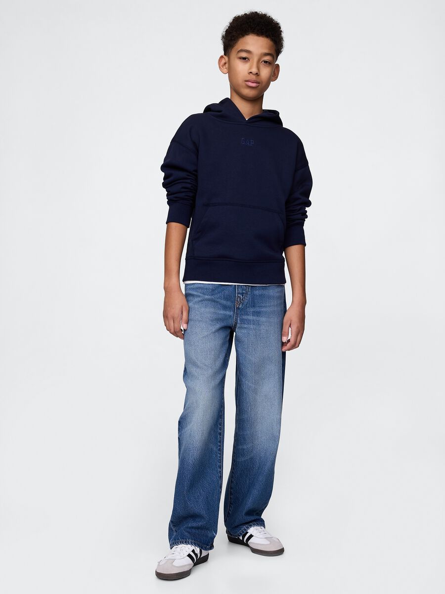 Wide Blue Denim Jeans with Elastic Waist_0