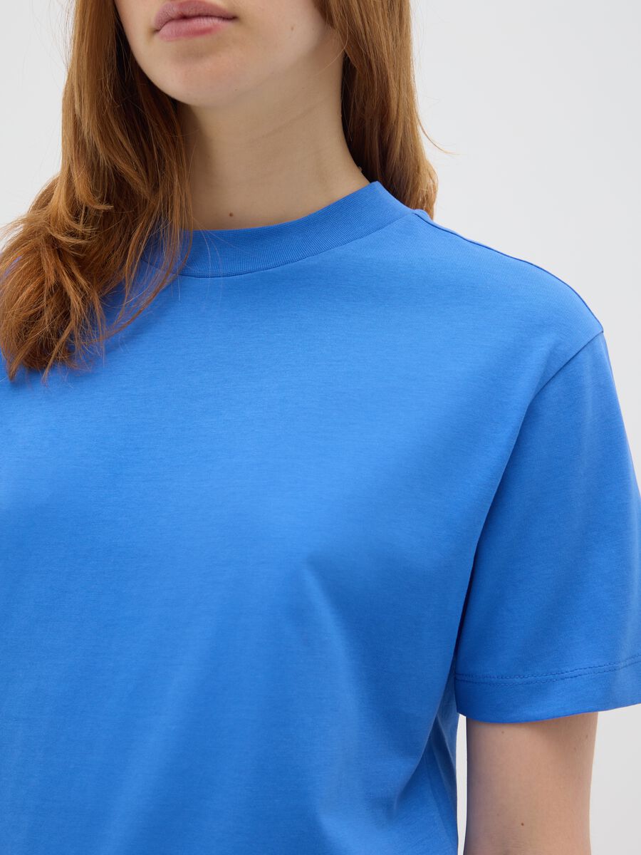 Women's blue pure cotton regular fit T-shirt_3