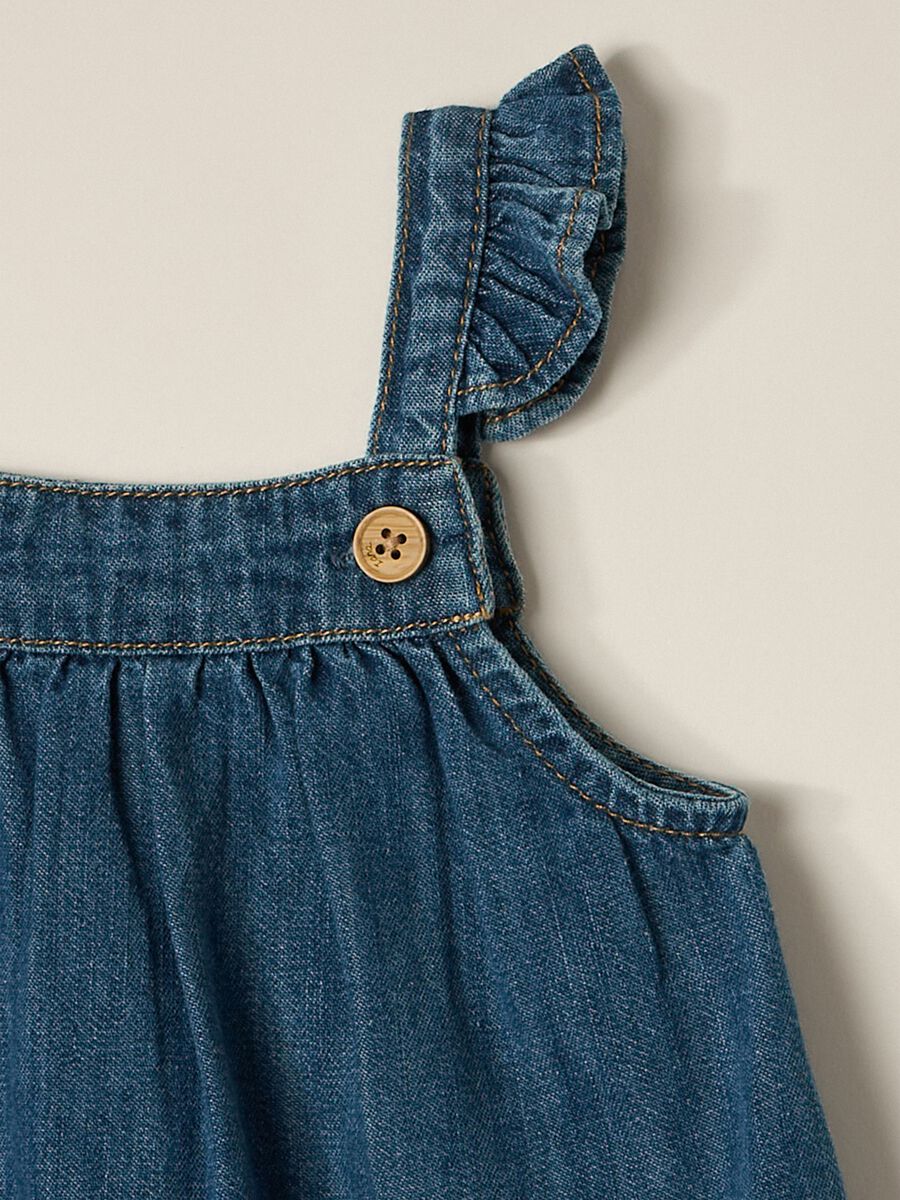 IANA newborn girl dress + shorts set in 100% cotton denim_2