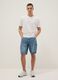 Regular-fit pure cotton blue denim Bermuda shorts_0