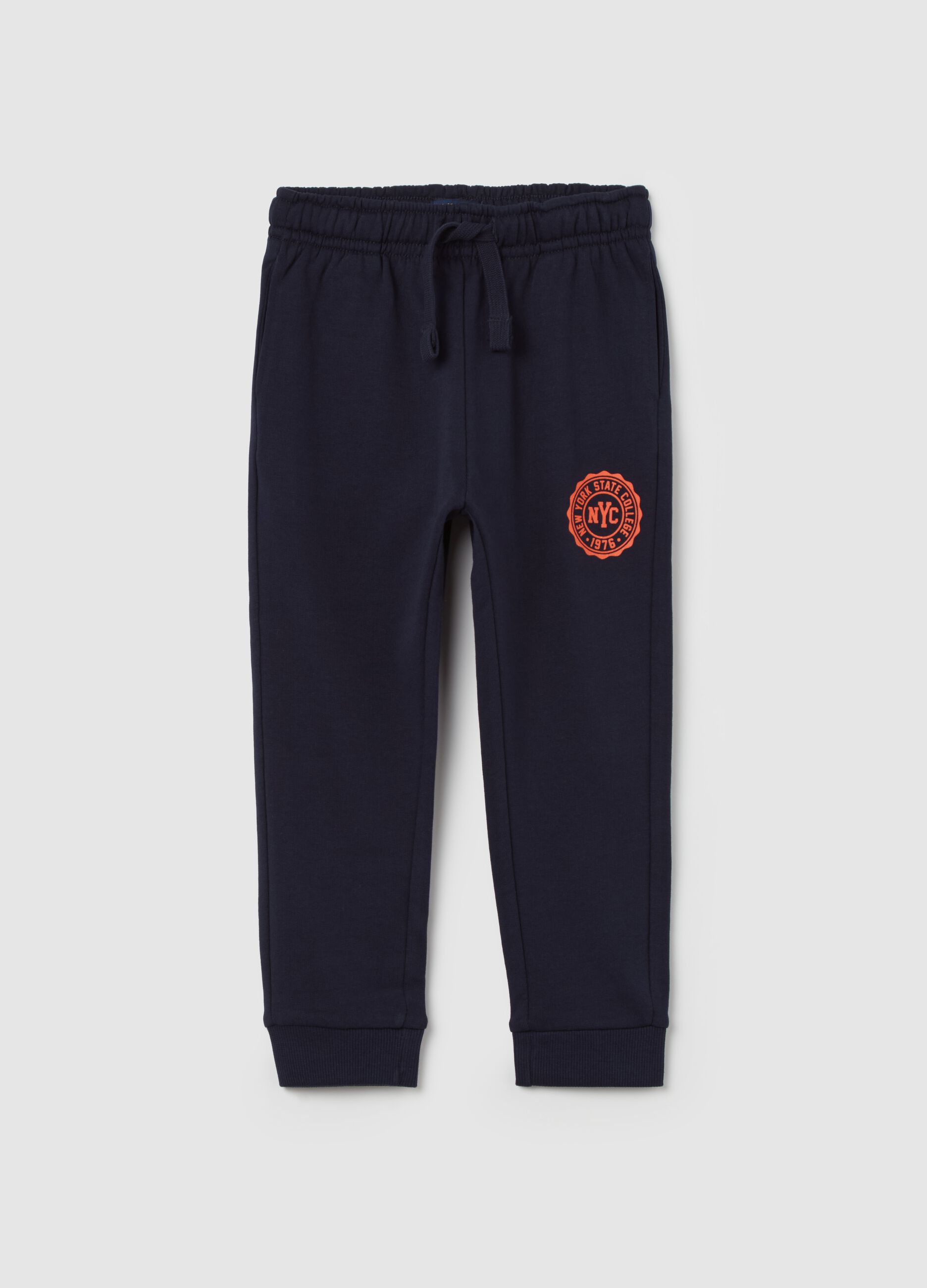 Organic cotton joggers with drawstring and print