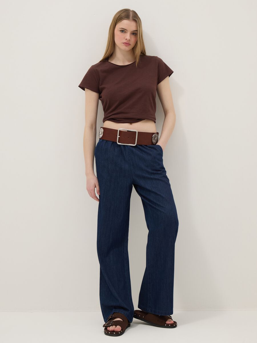 Brown short-sleeve pure cotton T-shirt, regular fit_2