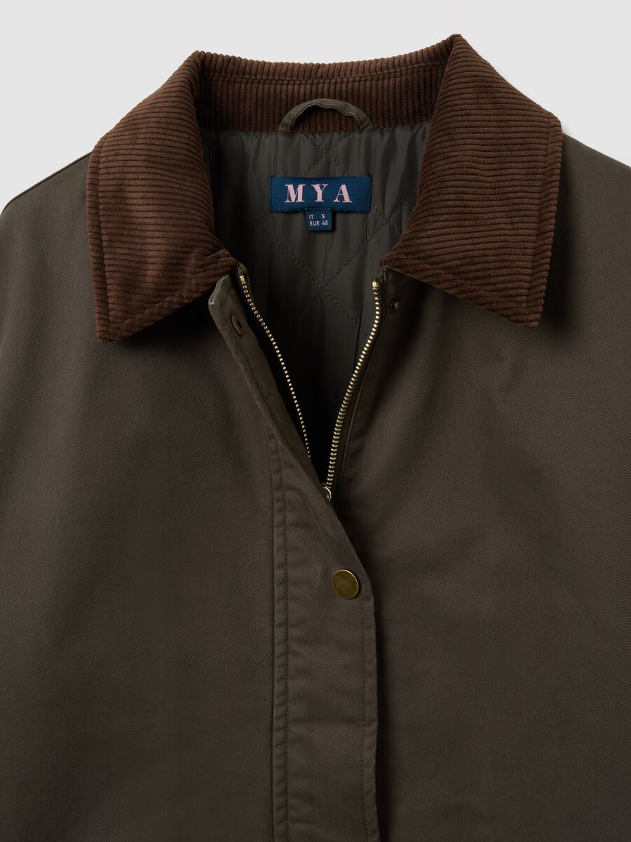Giacca in puro cotone marrone regular fit_1