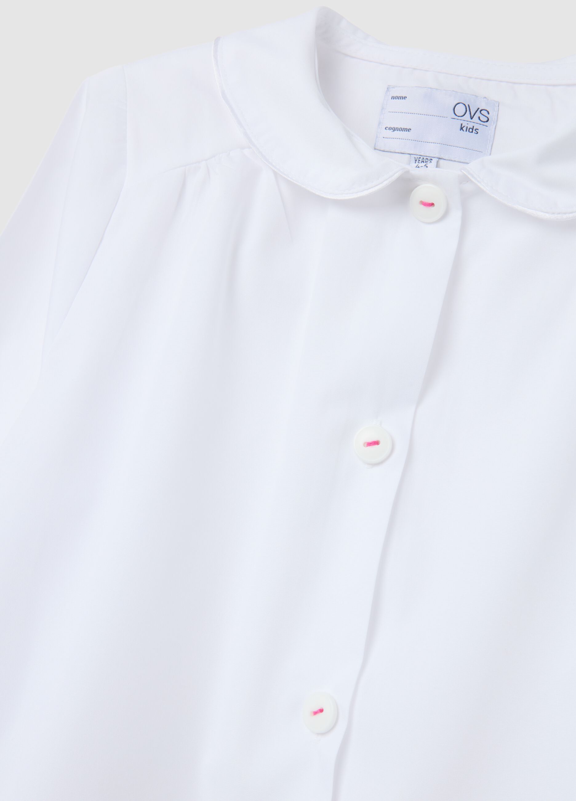 Bipack grembiuli scolastici da bambina in misto cotone bianco con bottoni