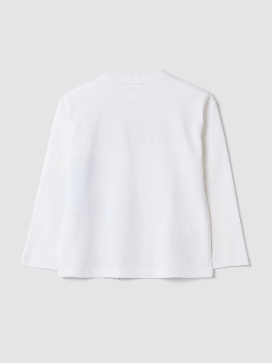 T-shirt bianca in puro cotone con stampa Sonic over fit_1