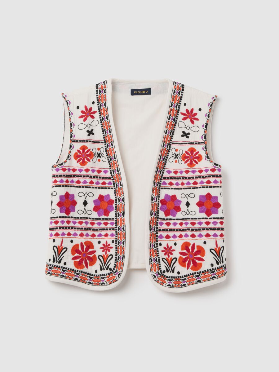 Multicoloured Embroidered Cotton Waistcoat_4