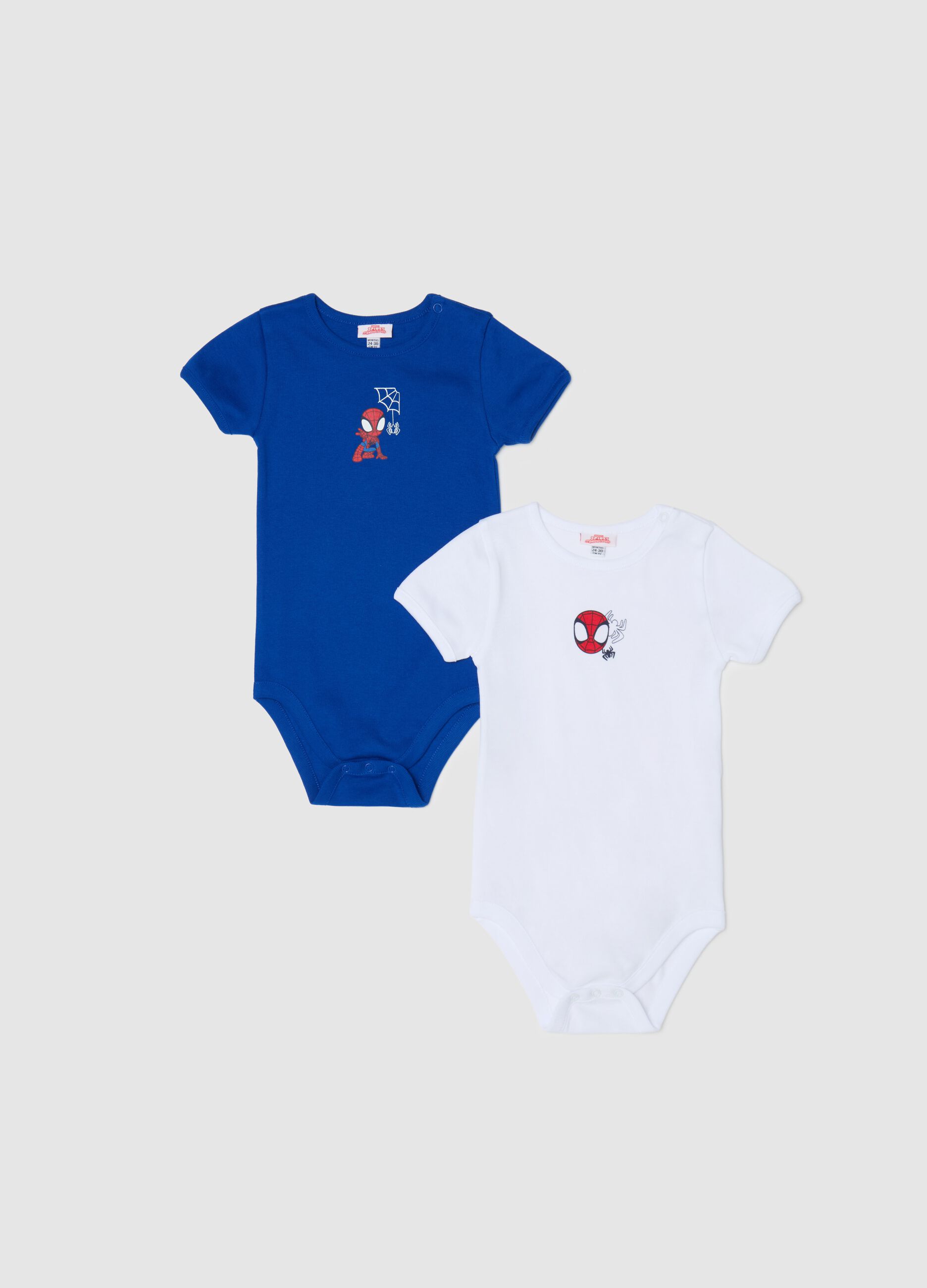 Two-pack short-sleeved bodysuits with Spidey print