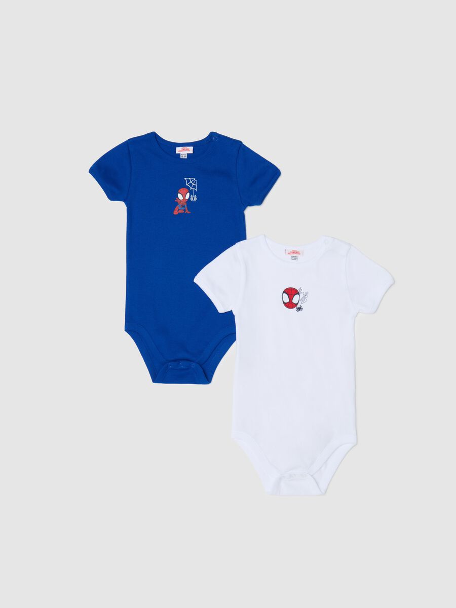 Two-pack short-sleeved bodysuits with Spidey print_0