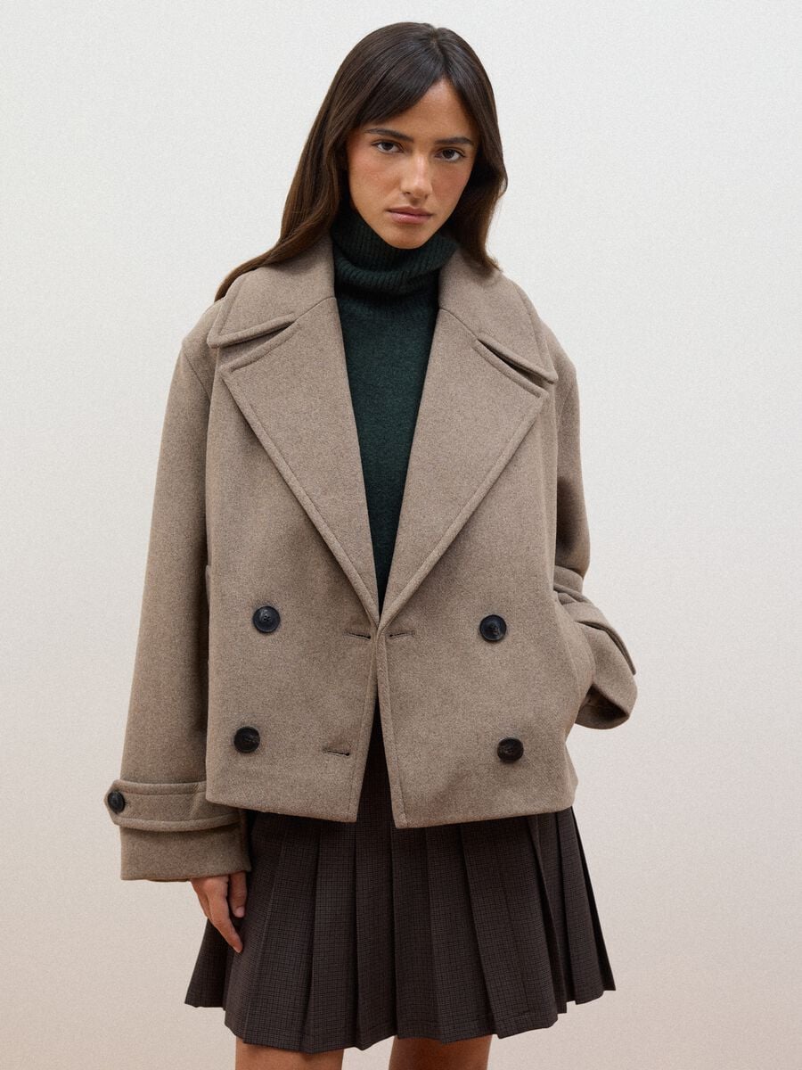 Cappotto marrone in misto lana e viscosa_1