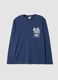 Maglia pigiama blu in puro cotone organico girocollo con stampa Peanuts_0