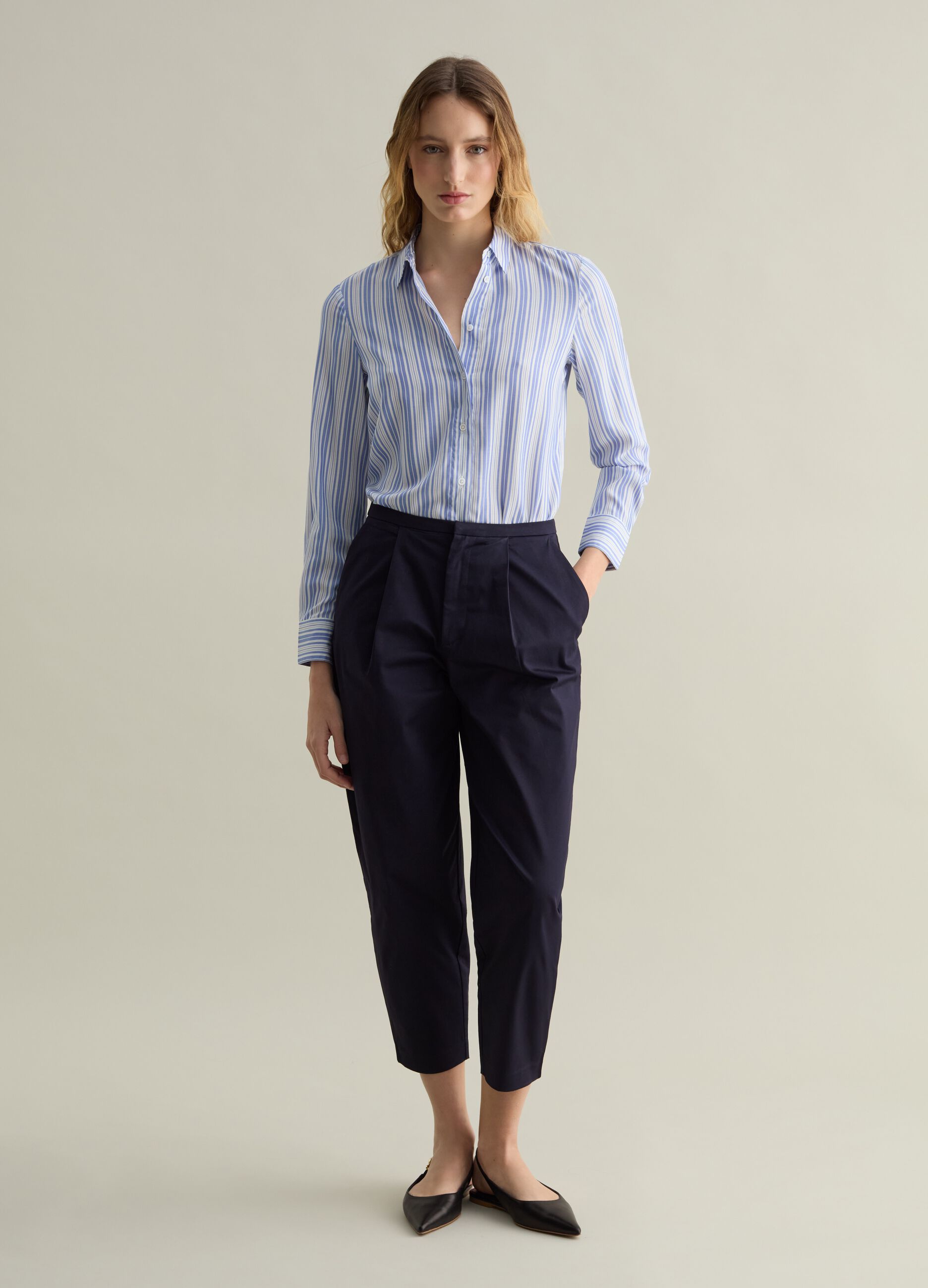 Balloon-fit trousers in stretch cotton