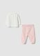 Pink and white organic cotton-blend set_1