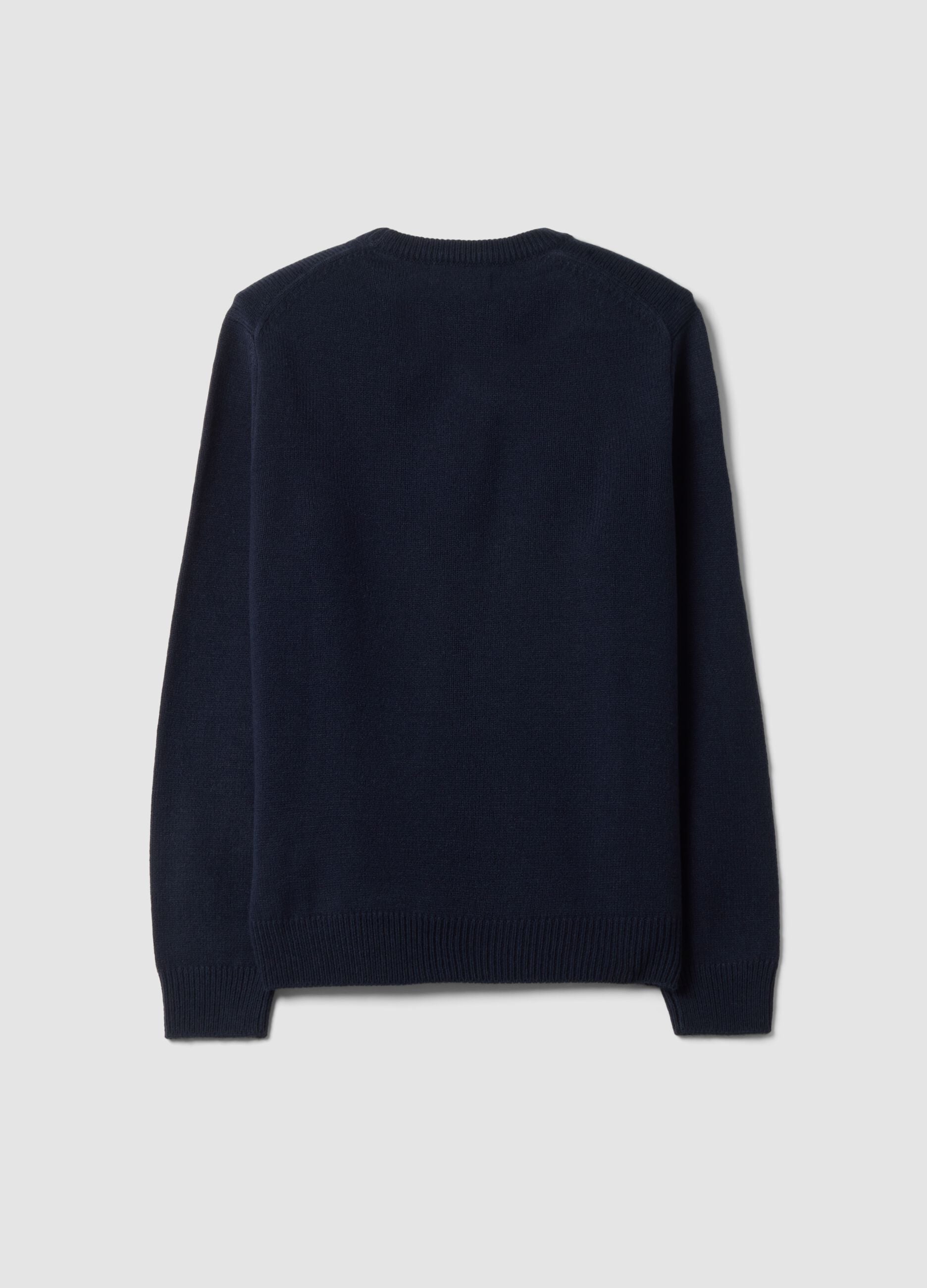 Navy crew-neck jersey knit jumper, regular fit