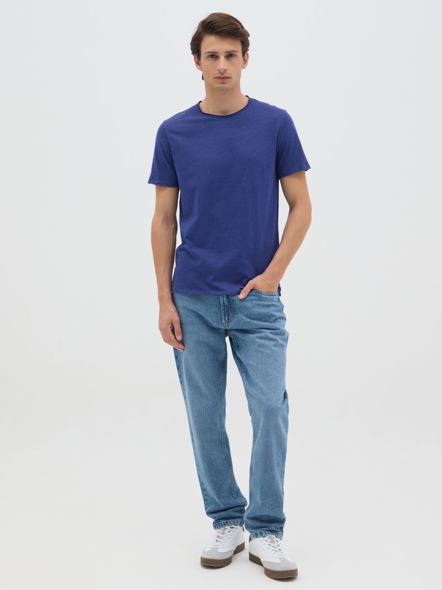 Men's Regular Fit Blue Pure Cotton T-Shirt_1
