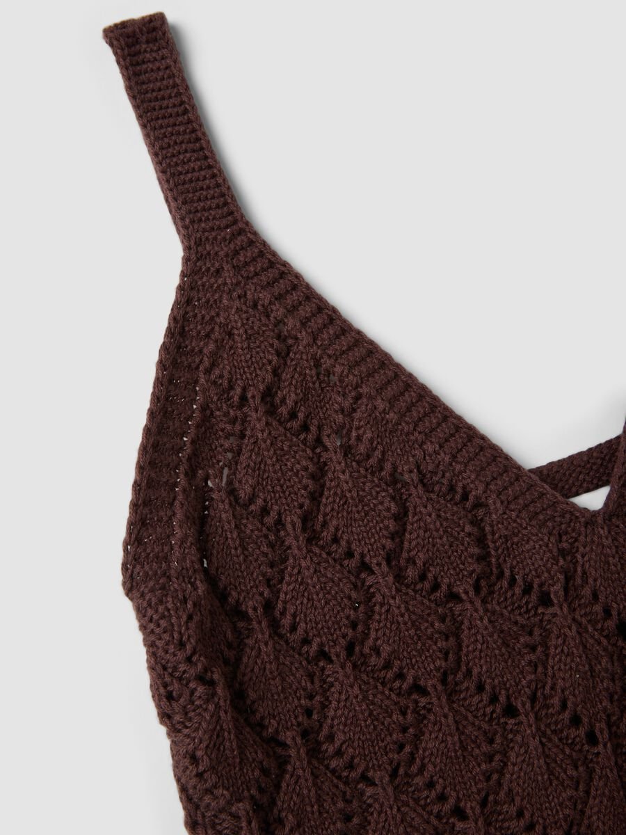 Brown pure cotton crochet waistcoat, regular fit_5
