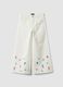 Girls' Wide Leg Pure Cotton White Trousers with Flowers_3