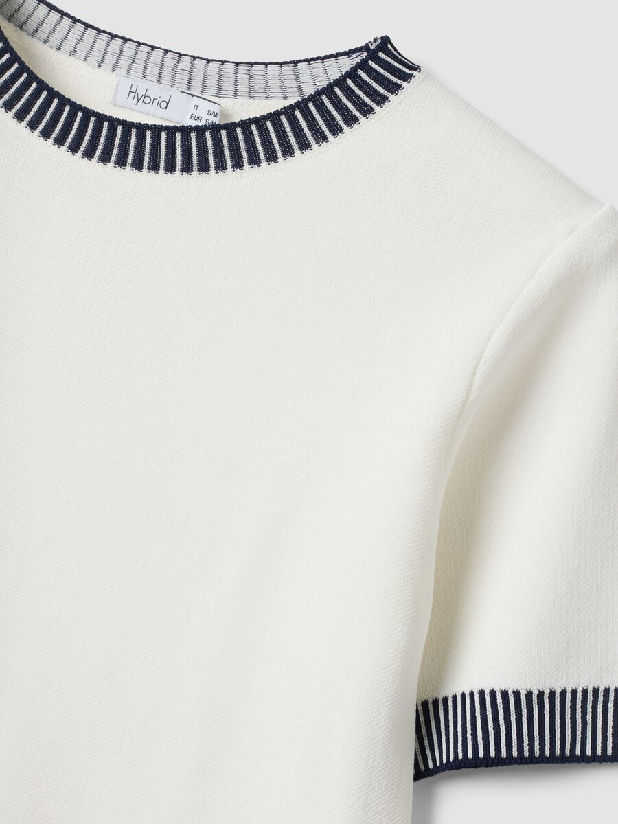 White viscose-blend T-shirt with contrast trims_1